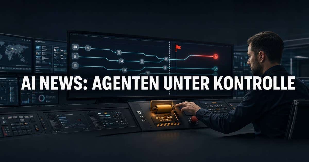 KI-News Titelbild: Sicherheitsanalyst aktiviert ein Freigabe-Gate, um einen ausbrechenden KI-Agenten-Workflow einzudämmen