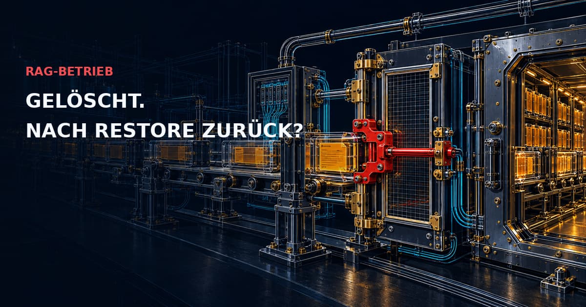 Eine rote Sperre hält eine zurückgezogene Dokumentkassette auf dem Restore-Förderband zurück. RAG-BETRIEB — GELÖSCHT. NACH RESTORE ZURÜCK?