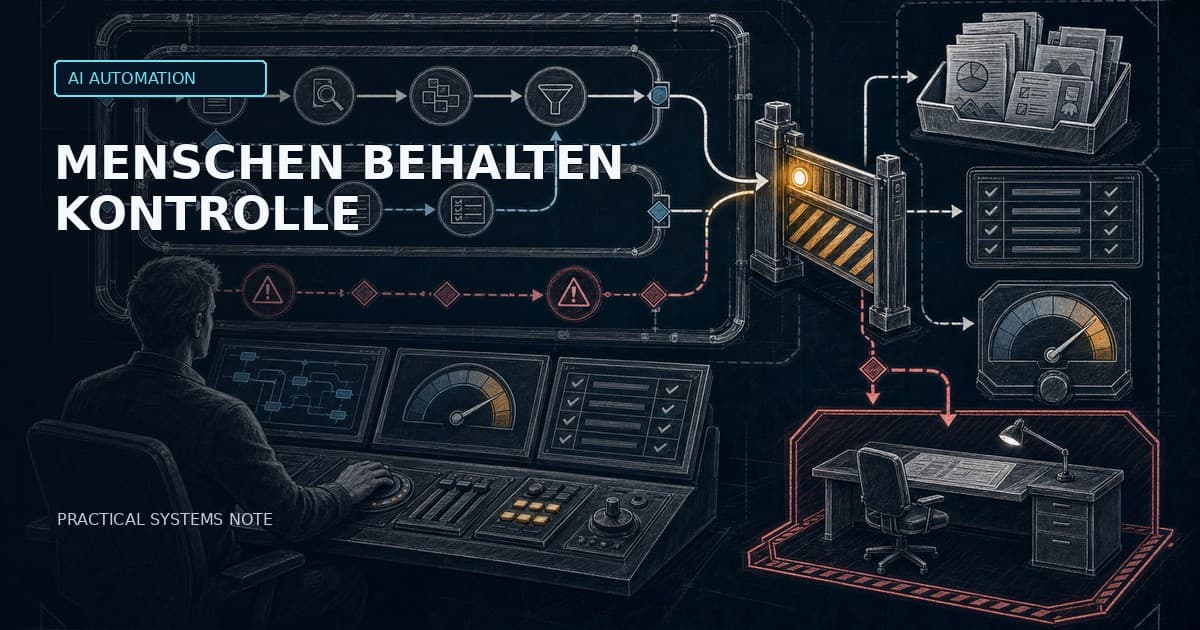 Human-in-the-Loop KI-Agenten: Freigaben, Logs und Evals für produktive Automatisierung — localized DE editorial cover