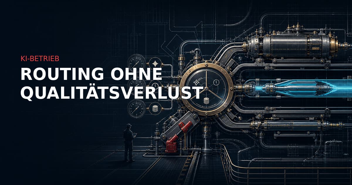 Produktionsreifes Routing-Manifold: Entscheidungsraum für Qualität, Latenz und Kosten mit rotem Qualitäts-Interlock.